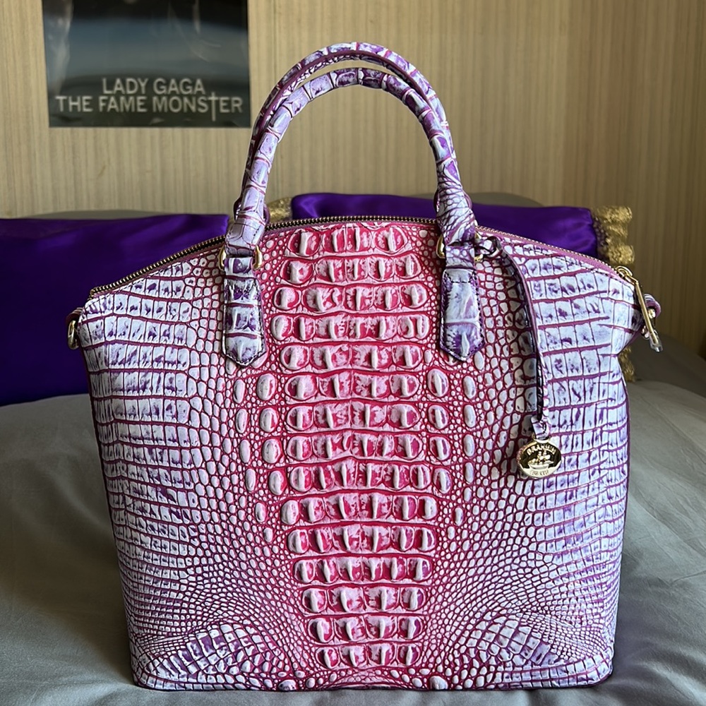 Brahmin Boysenberry Pink Purple Ombré Melbourne Large Duxbury Satchel- NWT - Picture 2 of 8